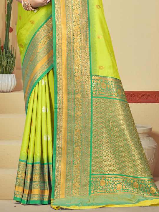 Sea Green Silk Saree With Blouse Piece