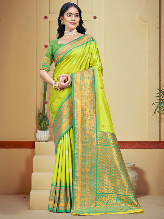 Sea Green Silk Saree With Blouse Piece