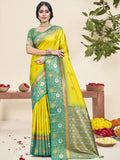 Yellow Silk Saree With Blouse Piece