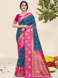 Blue Silk Saree With Blouse Piece