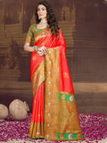 Red Silk Saree With Blouse Piece