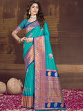 Blue Silk Saree With Blouse Piece