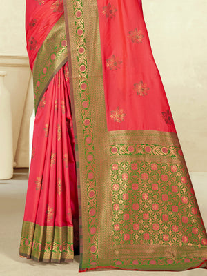 Pink Silk Saree With Blouse Piece