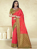 Pink Silk Saree With Blouse Piece