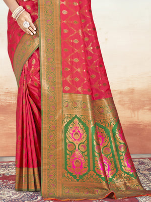 Pink Silk Saree With Blouse Piece