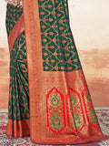 Green Silk Saree With Blouse Piece