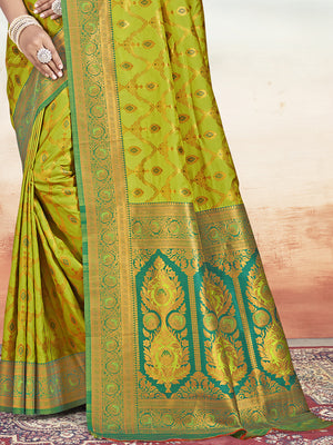 Olive Silk Saree With Blouse Piece