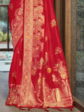 Red Silk Saree With Blouse Piece