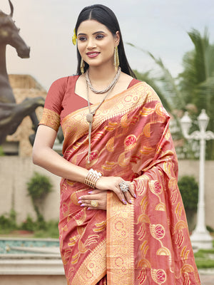 Pink Organza Saree With Blouse Piece