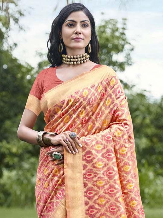 Pink Organza Saree With Blouse Piece