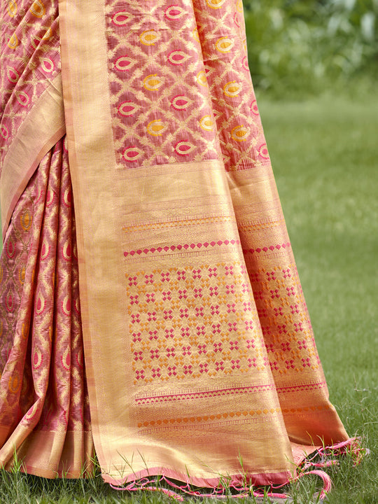 Pink Organza Saree With Blouse Piece