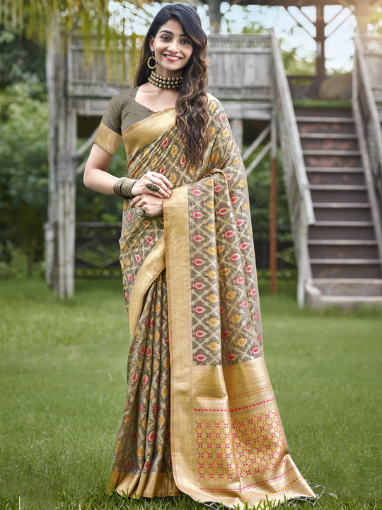 Grey Organza Saree With Blouse Piece