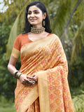 Orange Organza Saree With Blouse Piece