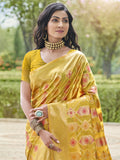 Yellow Organza Saree With Blouse Piece