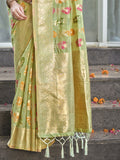 Green Organza Saree With Blouse Piece