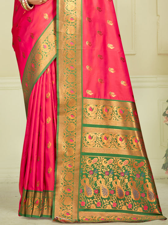 Pink Silk Saree With Blouse Piece