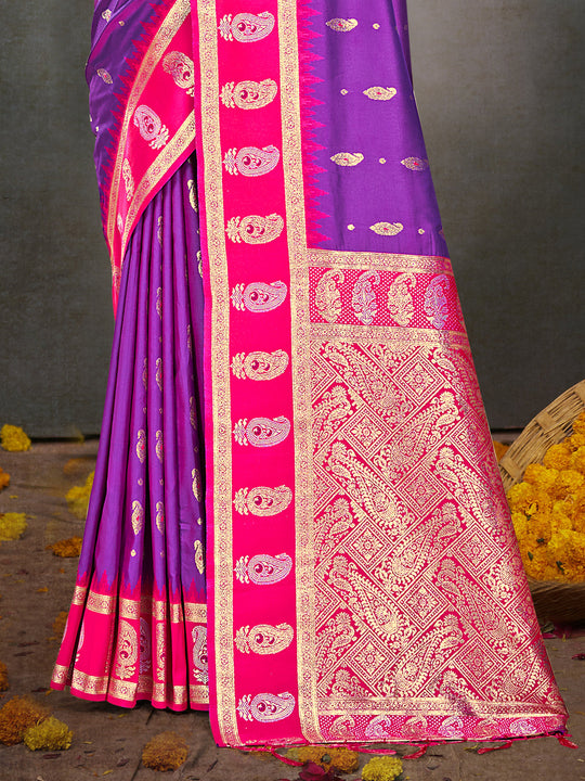 Purple Silk Saree With Blouse Piece