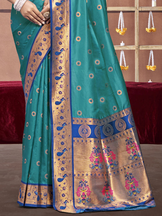 Blue Silk Saree With Blouse Piece