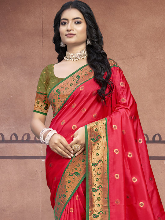 Pink Silk Saree With Blouse Piece