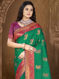 Green Silk Saree With Blouse Piece