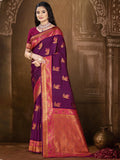 Wine Silk Saree With Blouse Piece