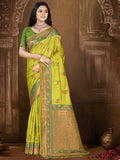 Green Silk Saree With Blouse Piece