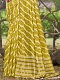 Olive Linen Blend Saree With Blouse Piece