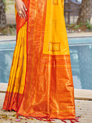 Mustard Silk Saree With Blouse Piece