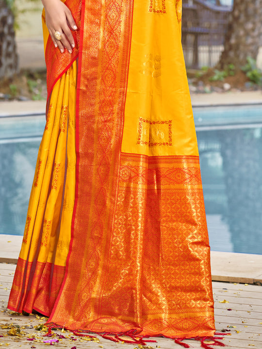 Mustard Silk Saree With Blouse Piece