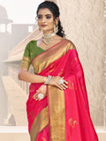 Pink Silk Saree With Blouse Piece