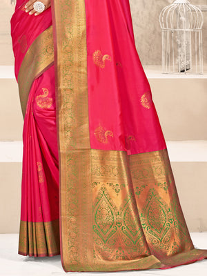 Pink Silk Saree With Blouse Piece