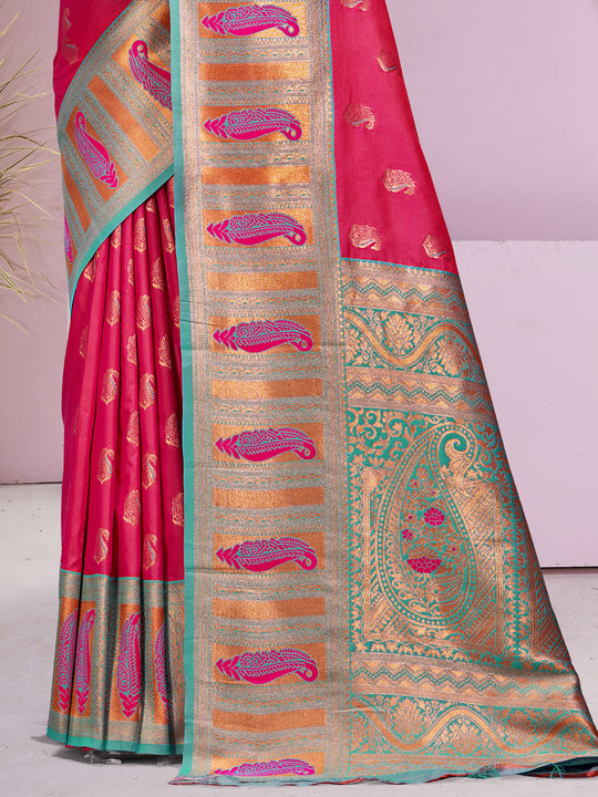 Pink Silk Saree With Blouse Piece