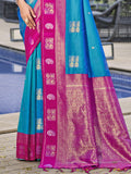 Blue Silk Saree With Blouse Piece