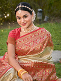 White Banarasi silk Saree With Blouse Piece