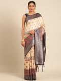 Cream Silk Saree With Blouse Piece