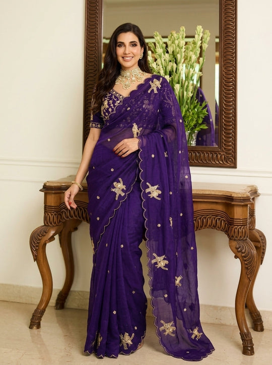 Embellished Embroidered Saree