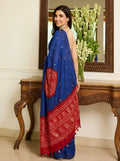 Printed Bandhani Ajrak Mirrorwork Saree