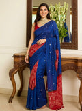 Printed Bandhani Ajrak Mirrorwork Saree