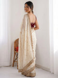 embellished embroidered zari satin saree