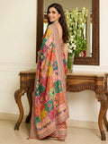 Printed Embellished Mirrorwork Chiffon Saree