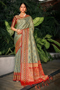 Grey Organza Saree With Blouse