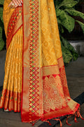 Mustard Organza Saree With Blouse