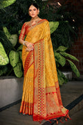 Mustard Organza Saree With Blouse