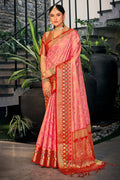 Pink Organza Saree With Blouse