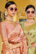 Pink Banarasi Silk Saree With Blouse Piece