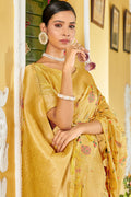 Gold Banarasi Silk Saree With Blouse Piece