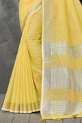 Lemon Yellow Linen Saree