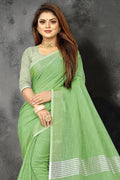 Mint Green Linen Blend Saree
