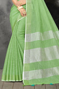 Mint Green Linen Blend Saree