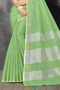 Mint Green Linen Saree